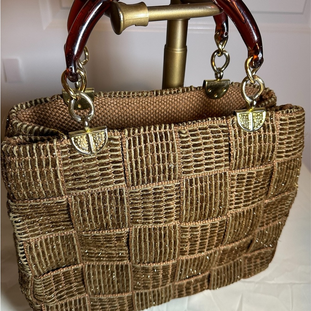 Elegant Vintage Warren Reed Woven Handbag made in Italy